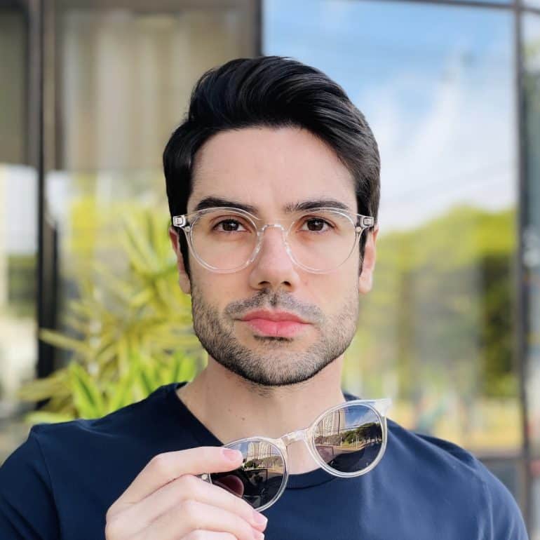 safine com br oculos 2 em 1 clip on masculino redondo transparente vinicius