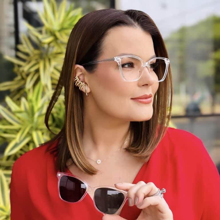 safine com br oculos feminino 2 em 1 clip on gatinho transparente bianca 2