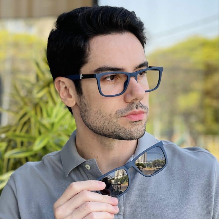 safine com br oculos 2 em 1 clip on masculino retangular azul renan 5