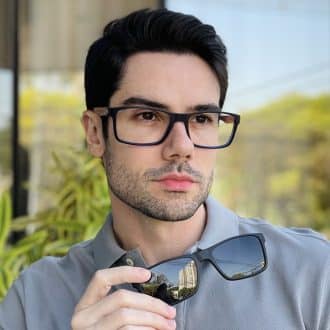 safine com br oculos 2 em 1 clip on masculino retangular preto e azul joe 2