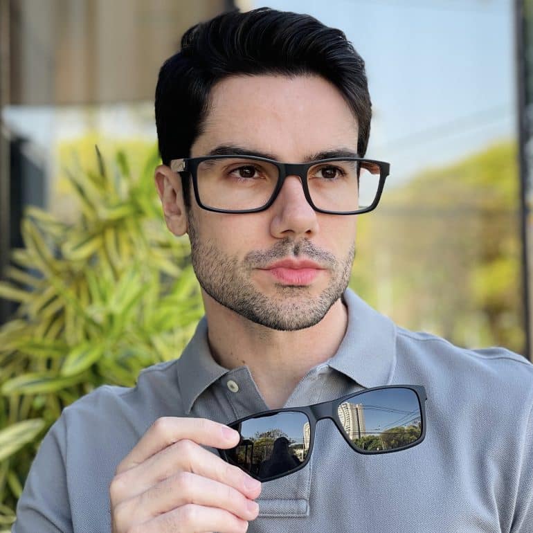 safine com br oculos 2 em 1 clip on masculino retangular preto e cinza joe 3