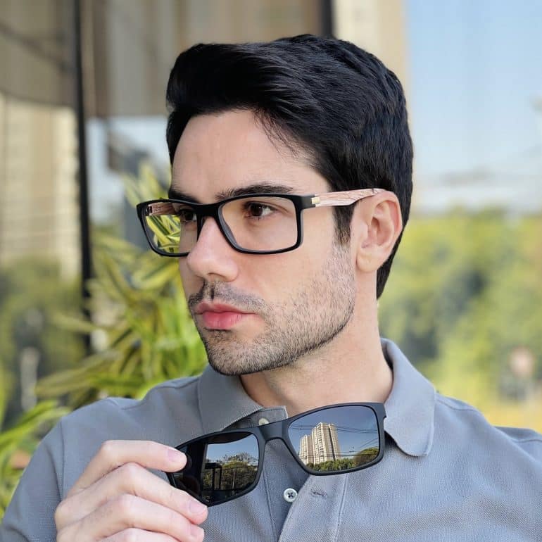 safine com br oculos 2 em 1 clip on masculino retangular preto e cinza joe 5