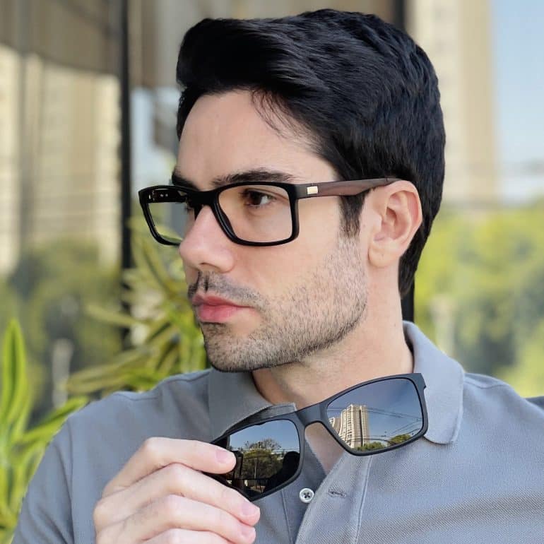 safine com br oculos 2 em 1 clip on masculino retangular preto fosco joe 4