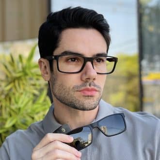 safine com br oculos 2 em 1 clip on masculino retangular preto fosco joe 5