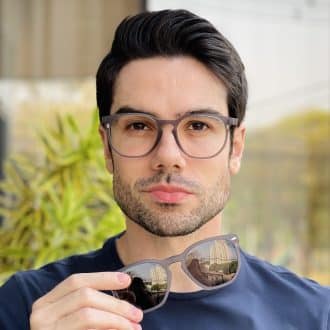 safine com br oculos 2 em 1 clip on masculino hexagonal cinza fosco juliano 4