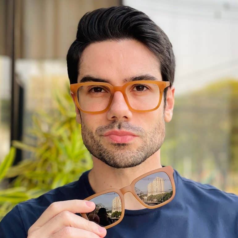 safine com br oculos 2 em 1 clip on masculino quadrado marrom fosco lucas 6