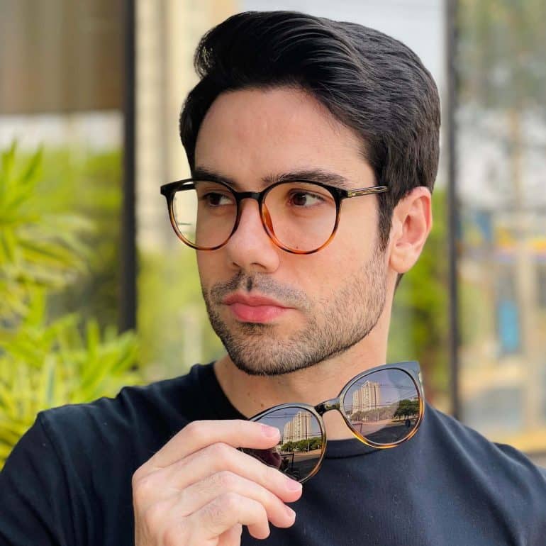 safine com br oculos 2 em 1 clip on masculino redondo preto e tartaruga oliver 2