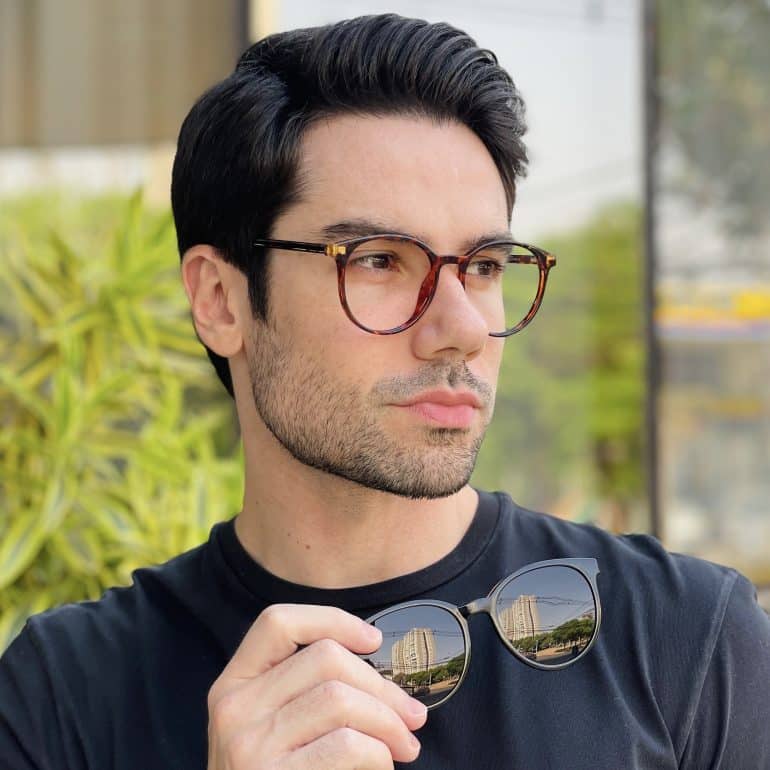 safine com br oculos 2 em 1 clip on masculino redondo tartaruga e preto oliver 3