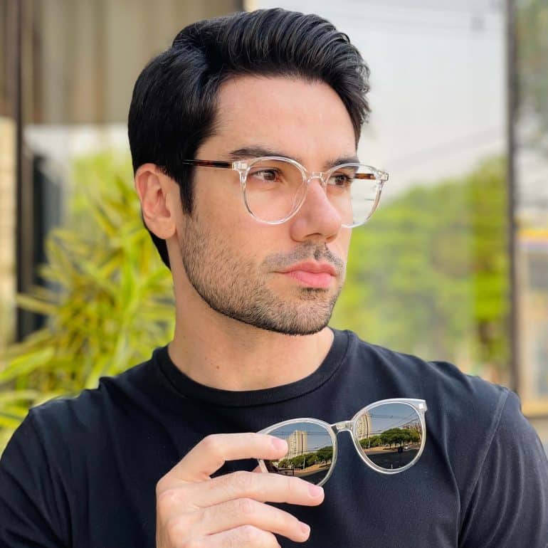 safine com br oculos 2 em 1 clip on masculino redondo transparente oliver 2