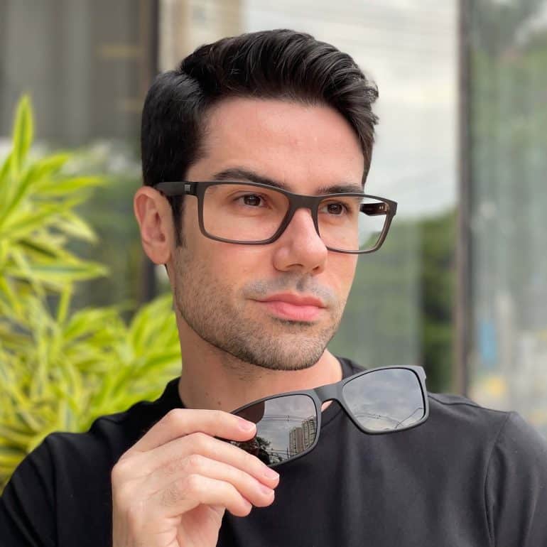 safine com br oculos 2 em 1 clip on masculino retangular cinza joe 1