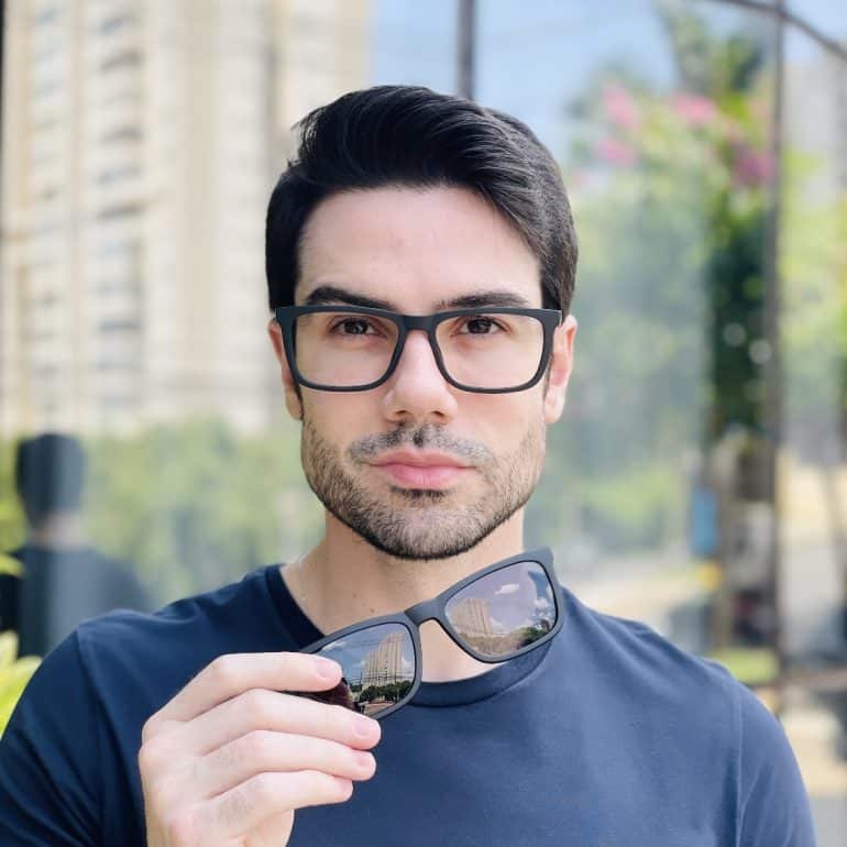 safine com br oculos 2 em 1 clip on masculino retangular preto renan 2 0