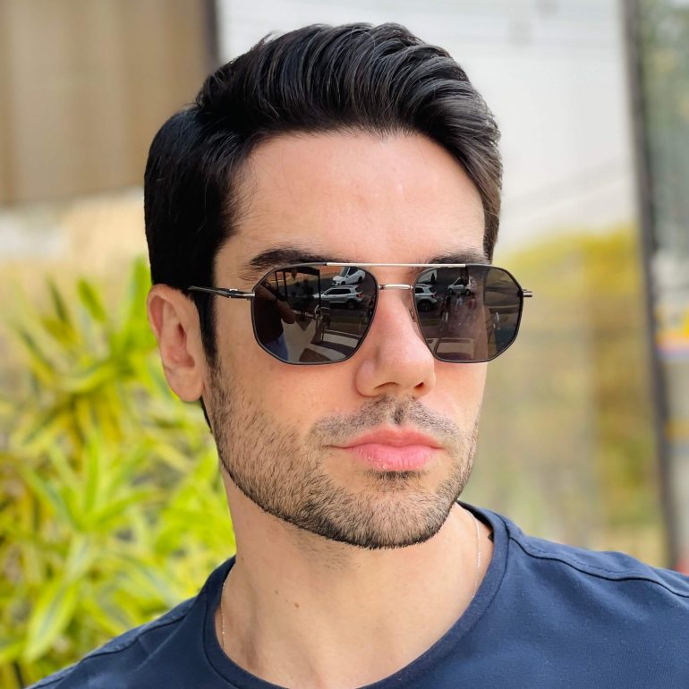 safine com br oculos de sol masculino aviador prata henrique 3