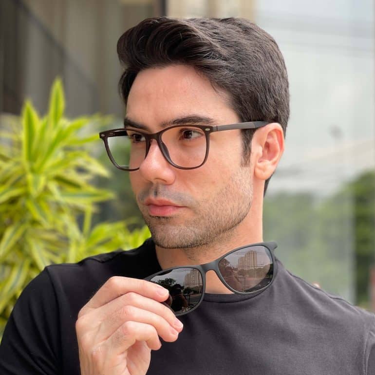 safine com br oculos 2 em 1 clip on masculino quadrado marrom e preto fred 3