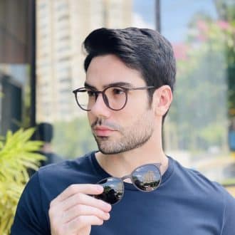 safine com br oculos 2 em 1 clip on masculino redondo cinza fosco otto 2