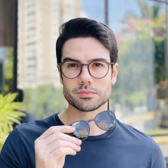 safine com br oculos 2 em 1 clip on masculino redondo cinza fosco otto