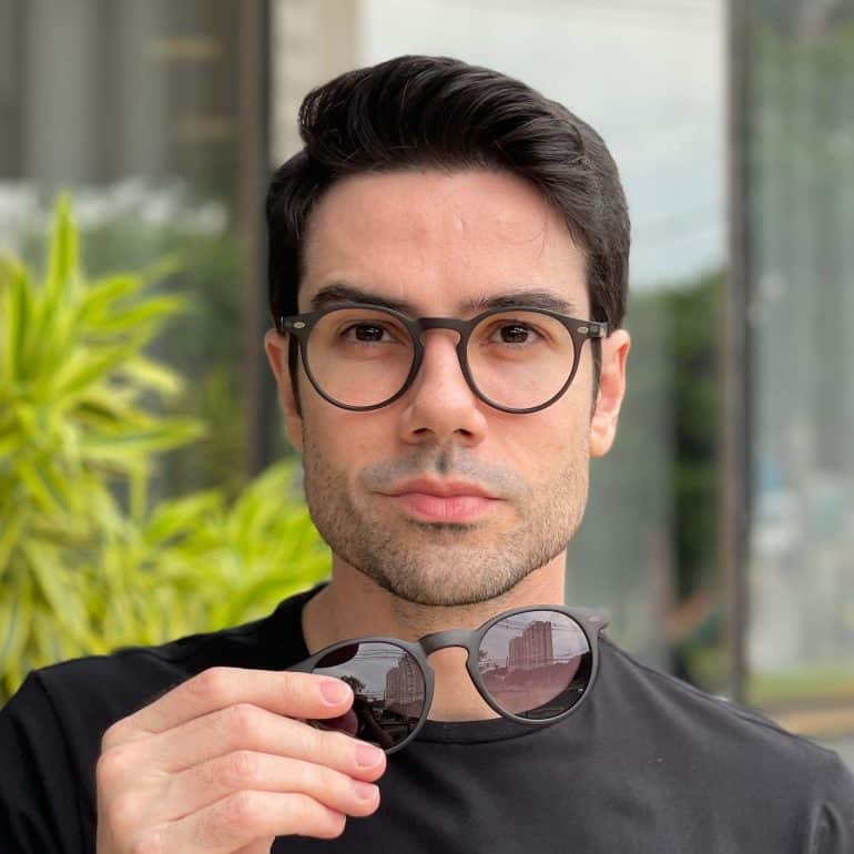 safine com br oculos 2 em 1 clip on masculino redondo grafite david 1