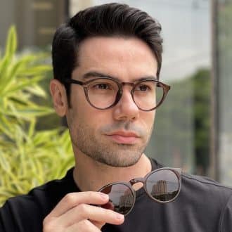 safine com br oculos 2 em 1 clip on masculino redondo marrom apollo 2