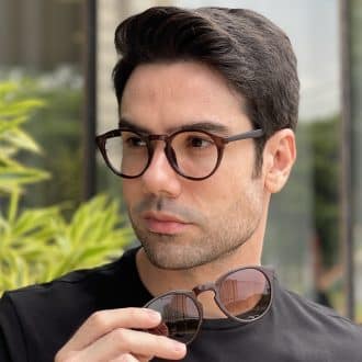 safine com br oculos 2 em 1 clip on masculino redondo marrom apollo