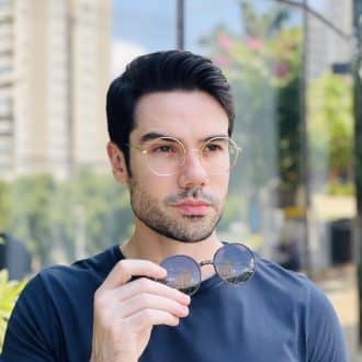 safine com br oculos 2 em 1 clip on masculino redondo marrom douglas 2 0 1