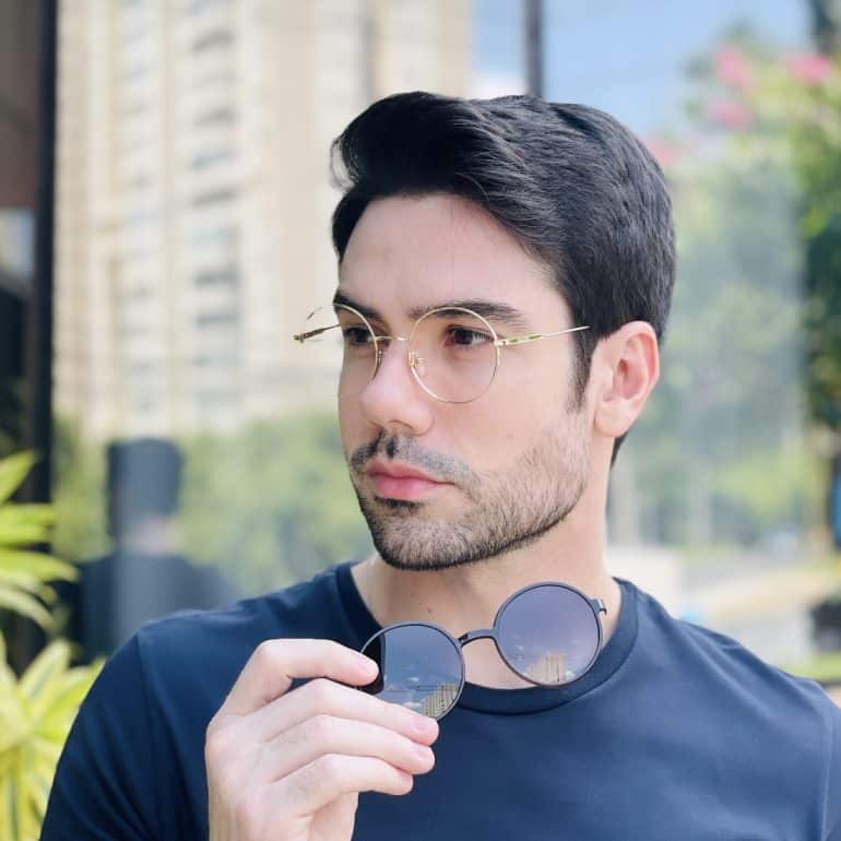 safine com br oculos 2 em 1 clip on masculino redondo marrom douglas 2 0 2