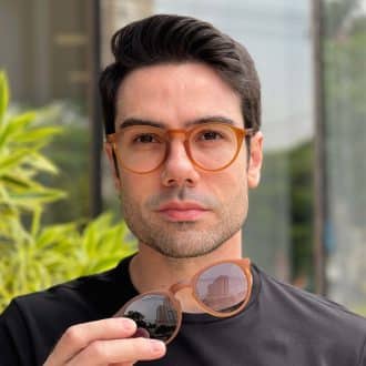 safine com br oculos 2 em 1 clip on masculino redondo marrom fosco apollo 3