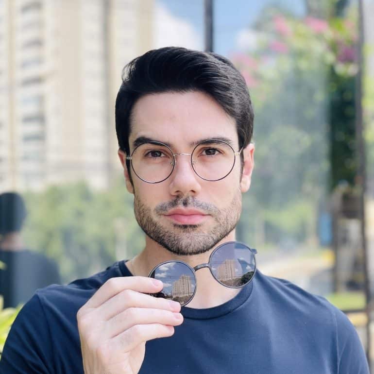 safine com br oculos 2 em 1 clip on masculino redondo preto e prata douglas