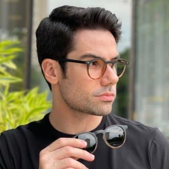 safine com br oculos 2 em 1 clip on masculino redondo preto e tartaruga david