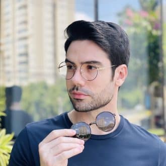 safine com br oculos 2 em 1 clip on masculino redondo preto e tartaruga douglas 1