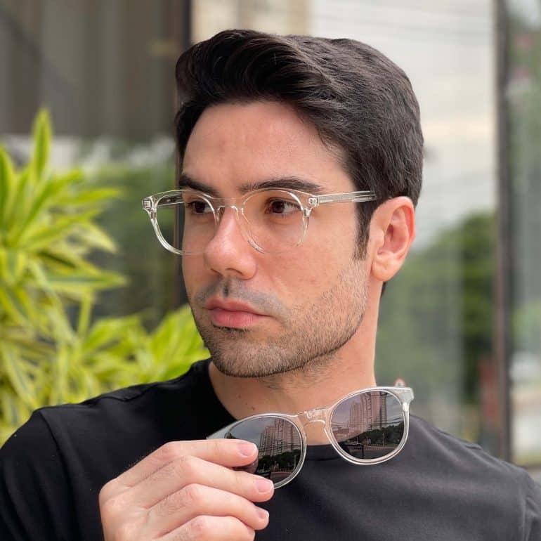 safine com br oculos 2 em 1 clip on masculino redondo transparente caua 2