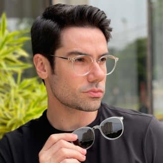 safine com br oculos 2 em 1 clip on masculino redondo transparente rui 2 0