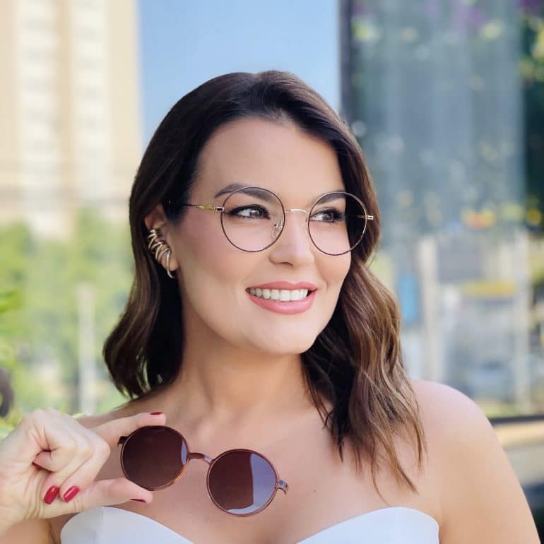 safine com br oculos 2 em 1 clip on redondo marrom e dourado nicole 2