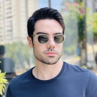 safine com br oculos de sol masculino redondo transparente thiago