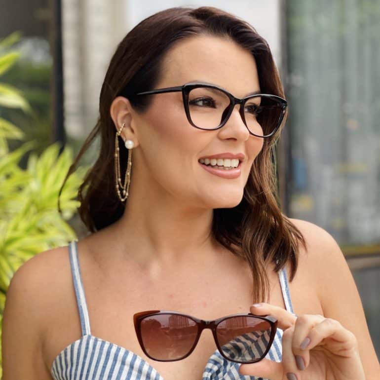 safine com br oculos feminino 2 em 1 clip on gatinho marrom anaelise 2 0