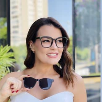 safine com br oculos feminino 2 em 1 clip on quadrado cinza isis 2