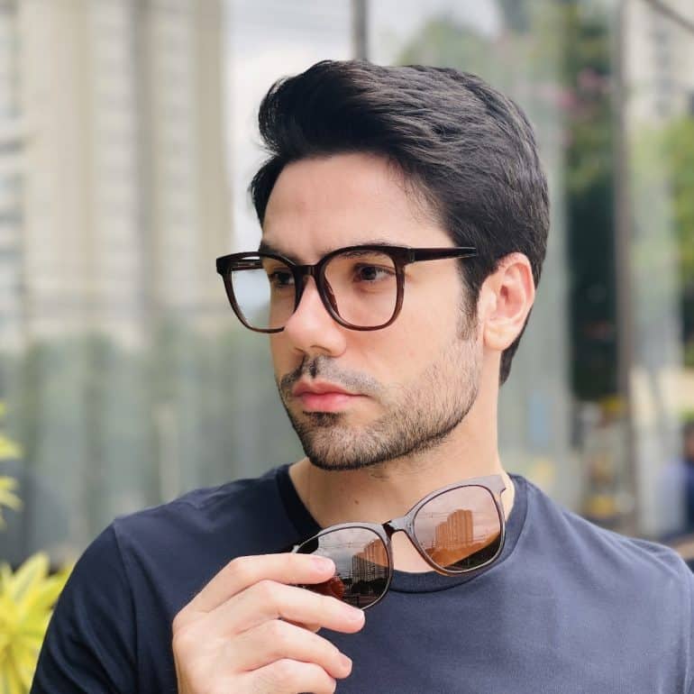 safine com br oculos 2 em 1 clip on masculino quadrado marrom estevao 2