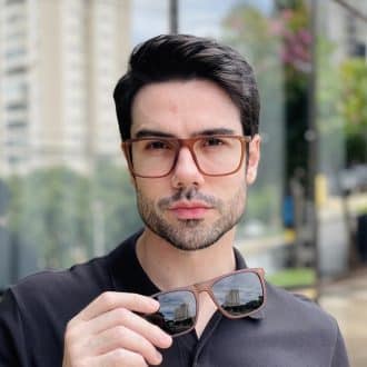 safine com br oculos 2 em 1 clip on masculino quadrado marrom gael