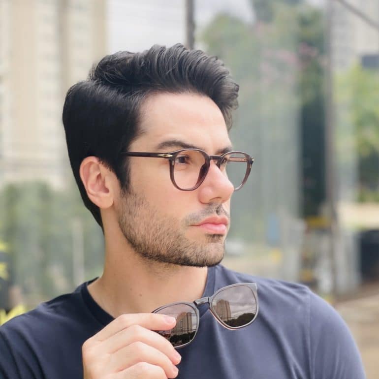 safine com br oculos 2 em 1 clip on masculino quadrado marrom thales 1