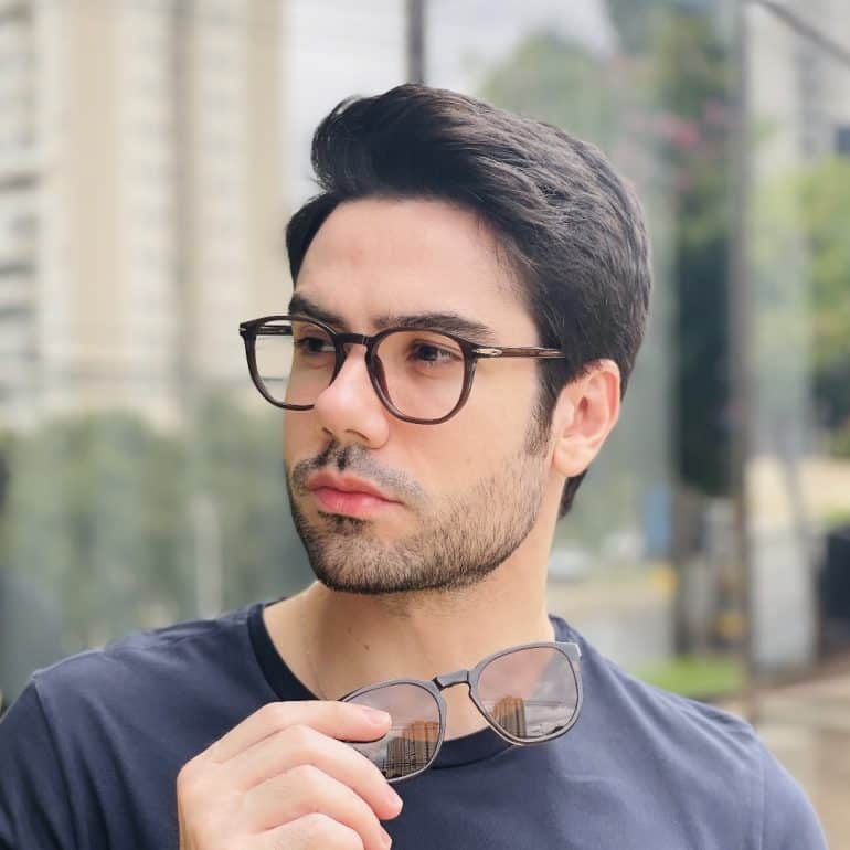 safine com br oculos 2 em 1 clip on masculino quadrado marrom thales 2