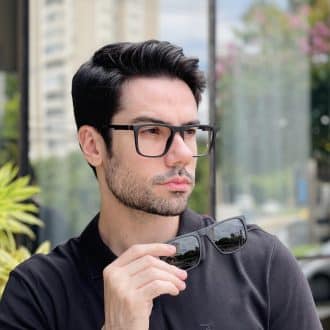 safine com br oculos 2 em 1 clip on masculino quadrado preto fosco gael 1