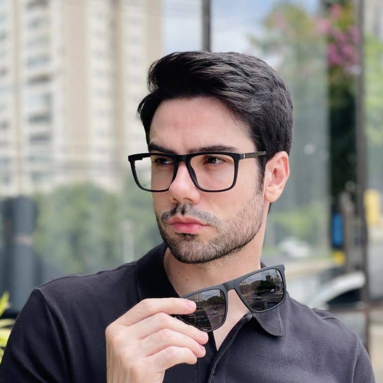 safine com br oculos 2 em 1 clip on masculino quadrado preto fosco gael 2