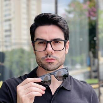 safine com br oculos 2 em 1 clip on masculino quadrado preto fosco gael