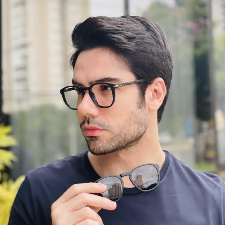 safine com br oculos 2 em 1 clip on masculino quadrado preto fosco thales 2