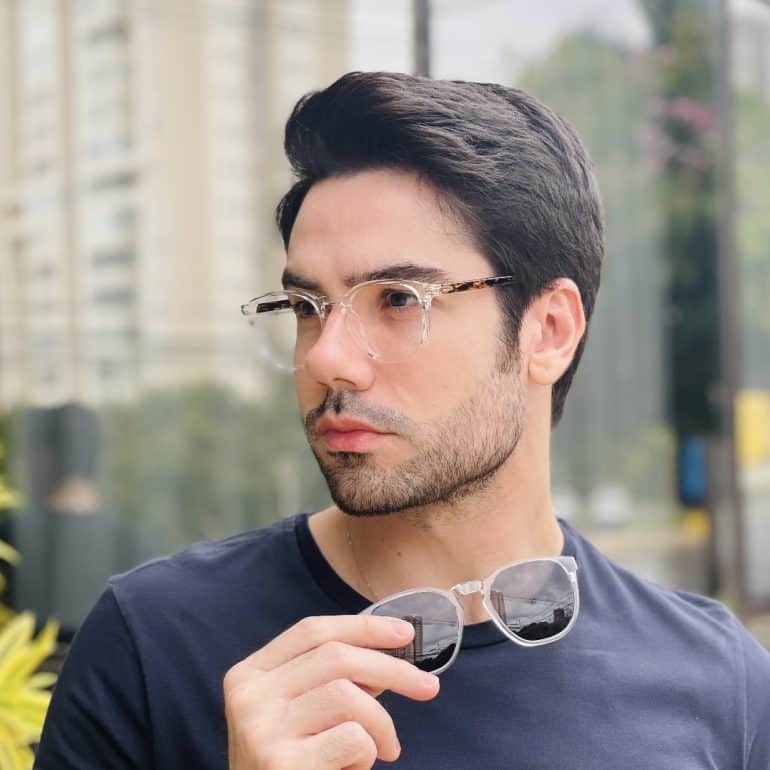 safine com br oculos 2 em 1 clip on masculino quadrado transparente thales 2