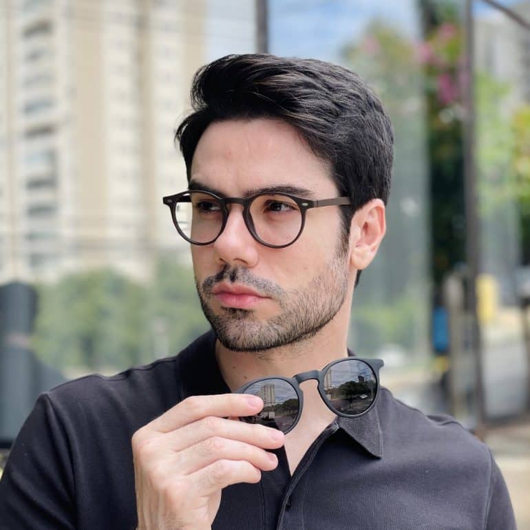 safine com br oculos 2 em 1 clip on masculino redondo preto e marrom david 2