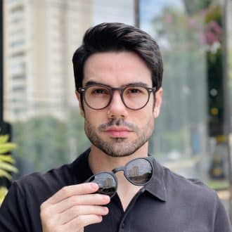 safine com br oculos 2 em 1 clip on masculino redondo preto e marrom david