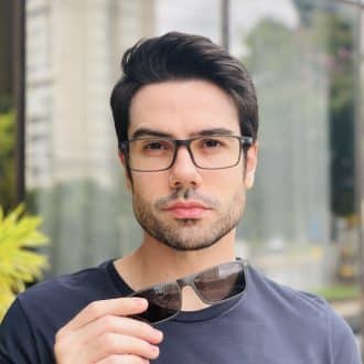 safine com br oculos 2 em 1 clip on masculino retangular grafite roni