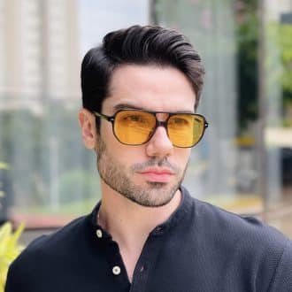 safine com br oculos de sol aviador masculino amarelo john