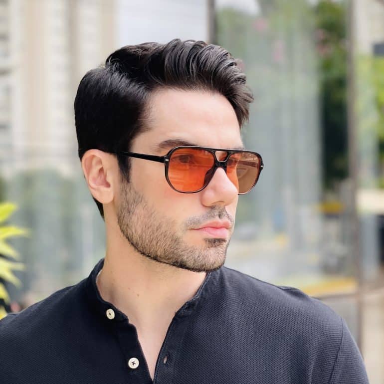 safine com br oculos de sol aviador masculino laranja john 3