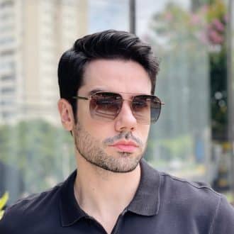 safine com br oculos de sol masculino aviador marrom pedro