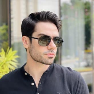 safine com br oculos de sol masculino aviador preto fosco yuri